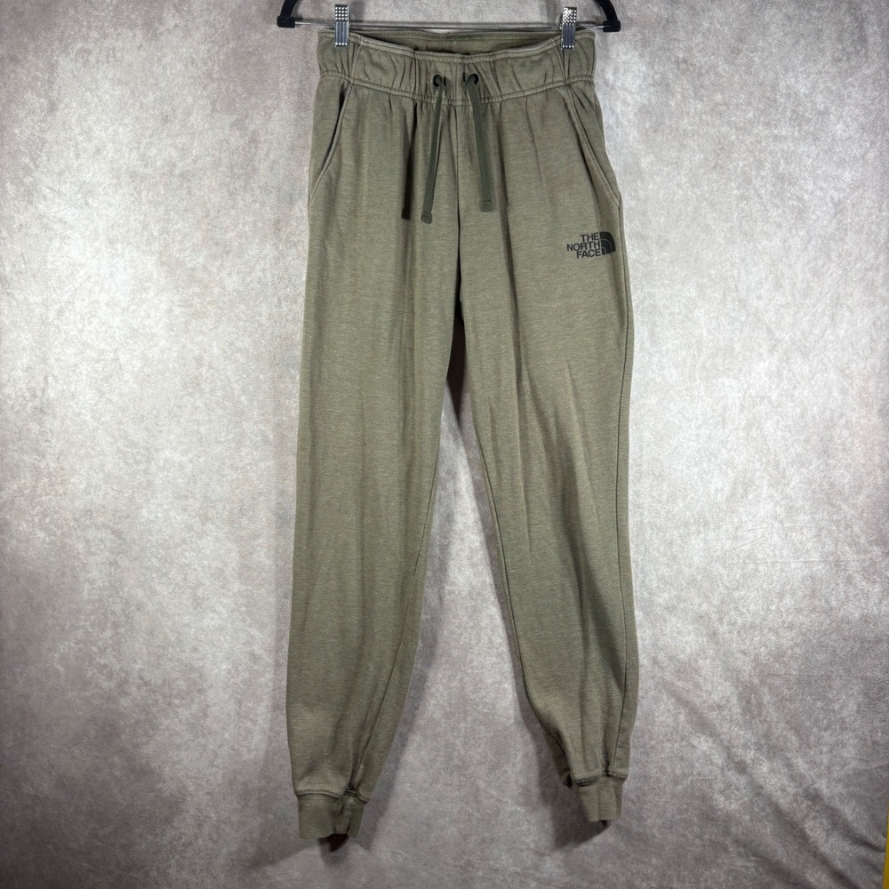 The North Face Joggers Womens Small‎ Olive Green Half Dome Fleece Sweatpants Gym
